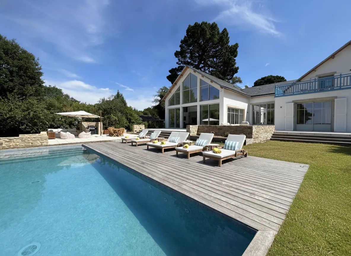 Piscine à débordement et vue sur le golfe